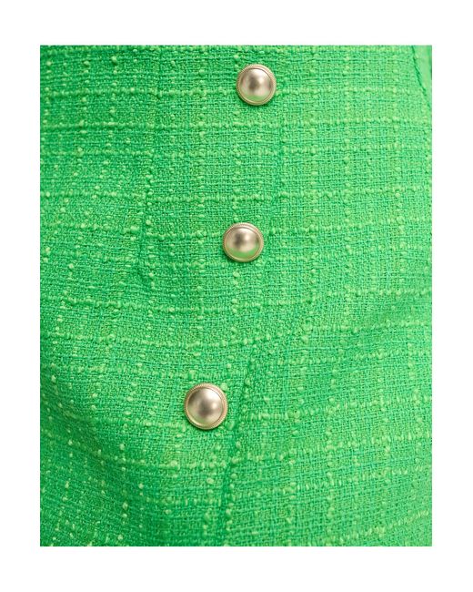 Only Petite Green Tweed Button Detail Skirt Co-ord With Side Split