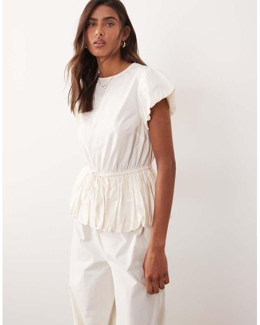 ASOS Natural Jumpsuit With Peplum And Balloon Legs