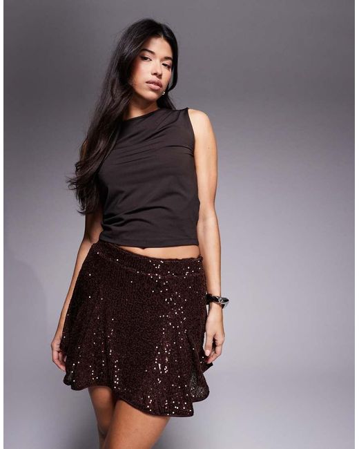 ASOS Mini Rok Met Lovertjes in het Brown