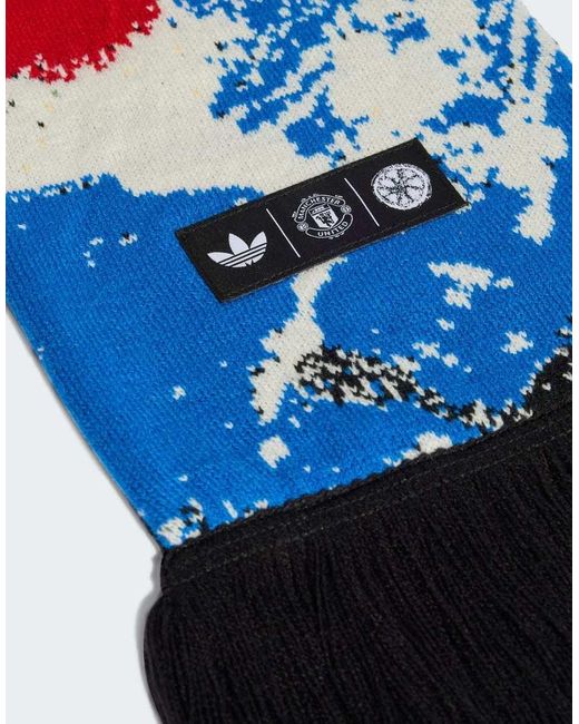 Adidas Originals Red Manchester United Stone Roses Scarf