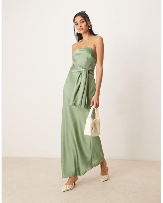 green boobtube dress Caira Chiffon Scarf Maxi Dress / Sage | MESHKI main image 0