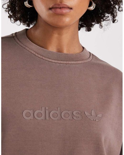 Adidas Originals Brown Essentials Linear Cropped Sweatshirt