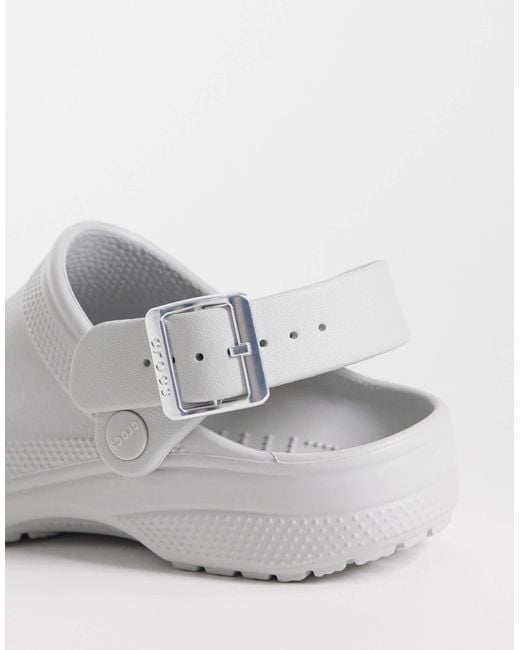 CROCSTM White Classic Metallic Buckle Clogs