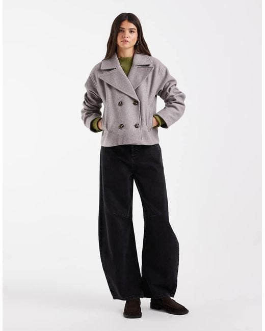 Vero Moda Gray Short Double-breasted Formal Coat