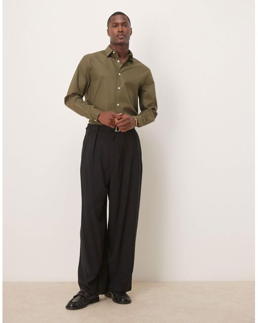 ASOS Green Formal Easy Iron Poplin Regular Shirt for men