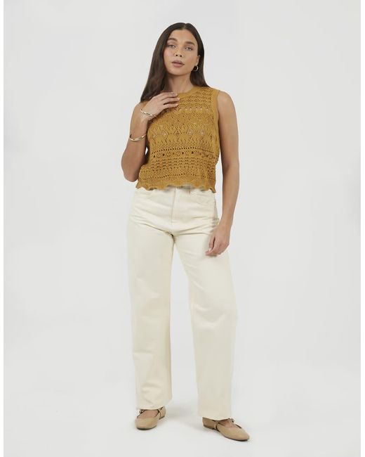 Brave Soul Metallic Crew Neck Pointelle Knit Tank
