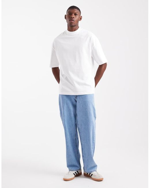 Camiseta Blanca Extragrande Básica Con Cuello Subido Essentials De ASOS de hombre de color White