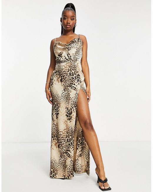 Cowl front satin clearance dress