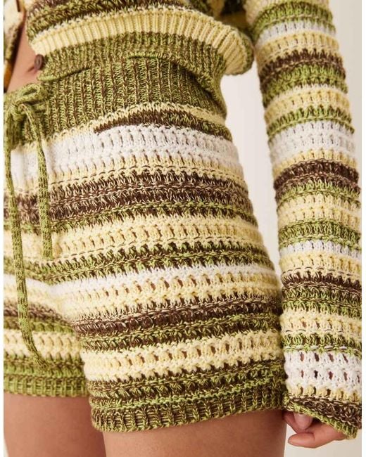 Pantalones Cortos Amarillos A Rayas Multicolores De Punto De Croché Retorcido De (Parte De Un Conjunto) ASOS de color Green