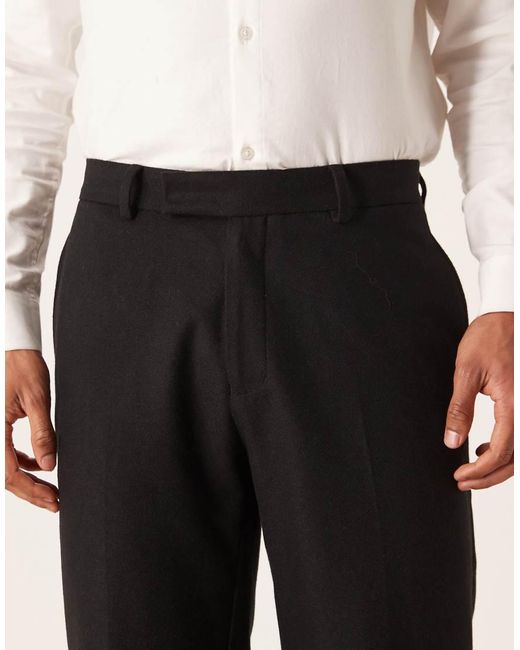 ASOS Black Straight Suit Trouser With Wool for men