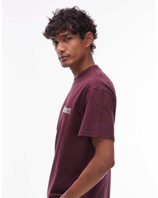Carhartt Red Schooling Relaxed T-shirt With Back Print for men