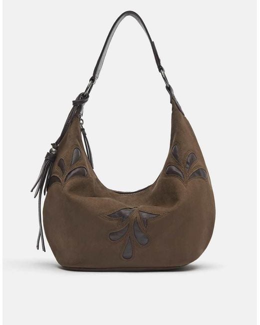 Pull&Bear Brown Shoulder Bag With Fringe Embellishments
