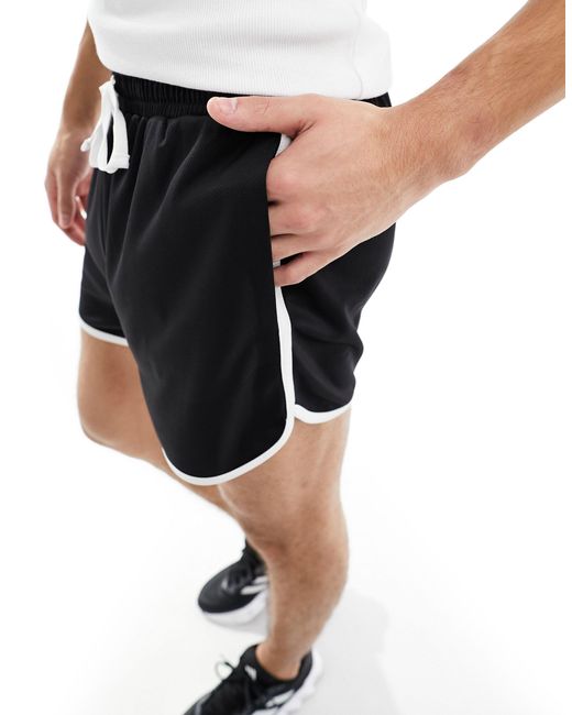 ASOS 4505 – retro-lauf-shorts aus netzstoff in Black für Herren