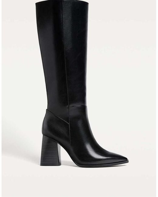 Stradivarius Black Wide Fit High-heeled Boots