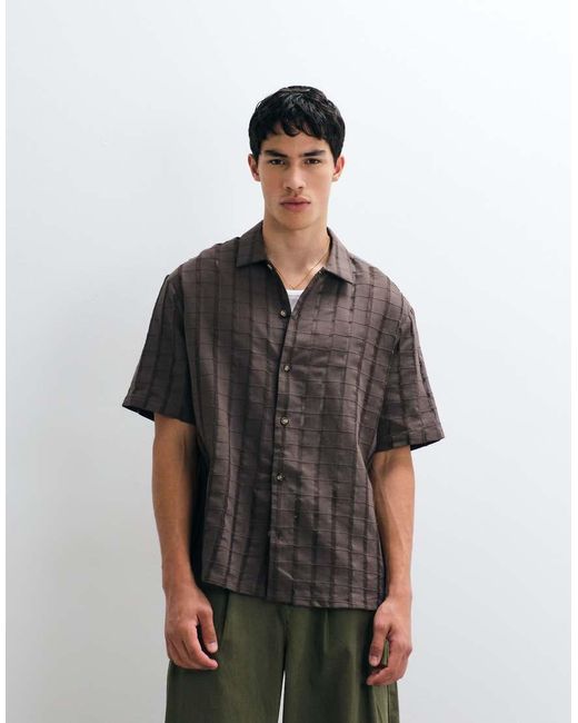 ASOS Brown Oversized Textured Shirt for men