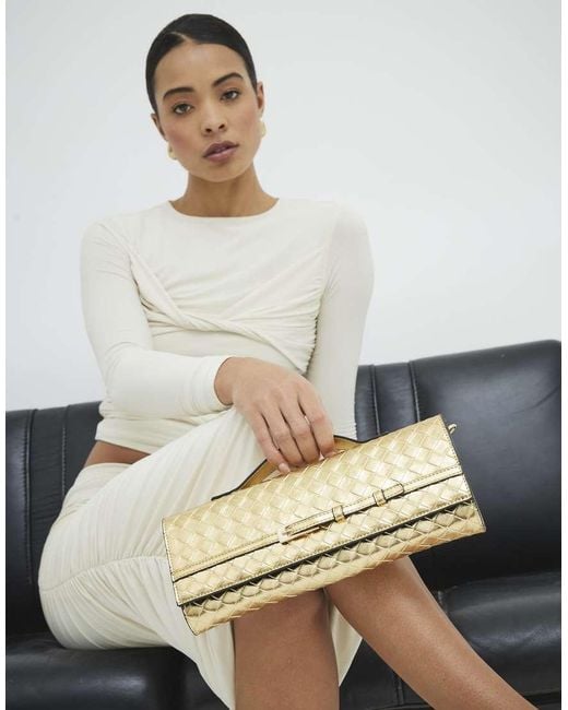 River Island Natural Woven Clutch Bag