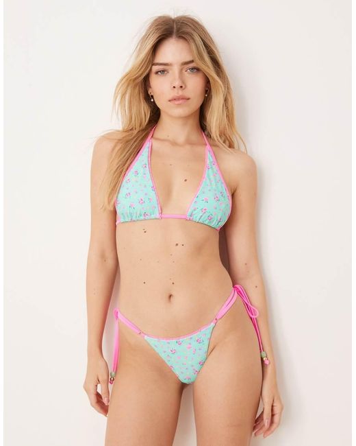 Kulani Kinis Blue Tie Side Thong Bikini Bottom