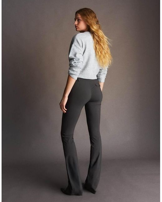 Bershka Gray Petite Bengaline Trousers