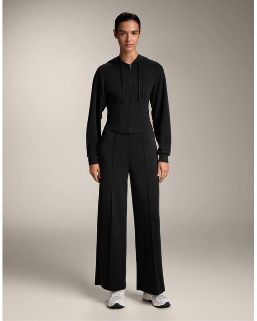 Oysho Black Straight-Leg Trousers With Modal And Crease