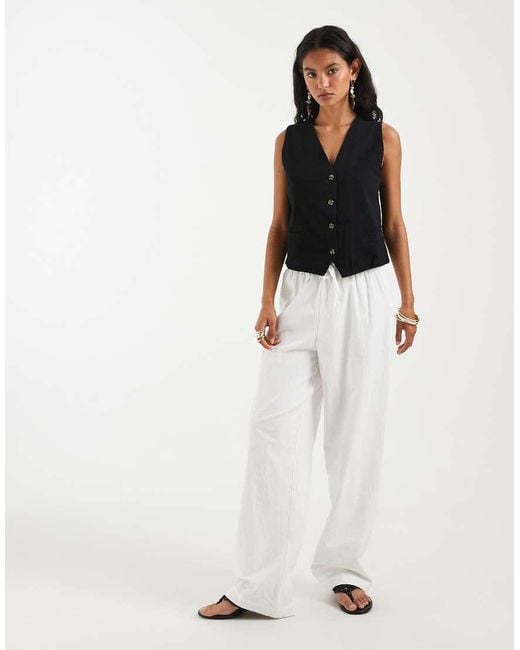 ONLY Black Linen Look Waistcoat