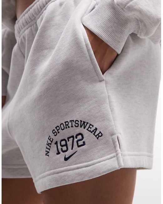 Nike White Studio Fleece Varsity Shorts