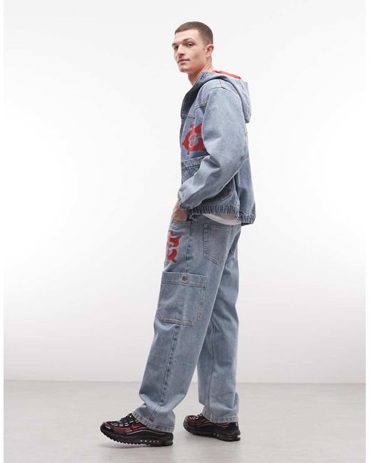 ICECREAM Blue Western Denim Straight Leg Jeans for men