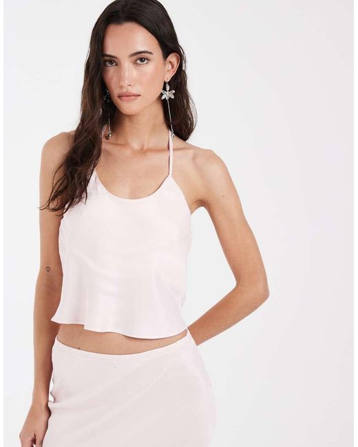 ASOS White Satin Halter Scoop Neck Cami
