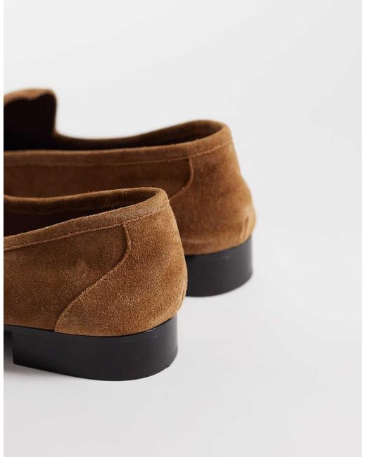 Mango Brown Leather Loafer With Gold Hardware