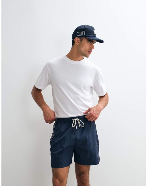 Abercrombie & Fitch Blue Nylon Shorts With Side Stripe for men