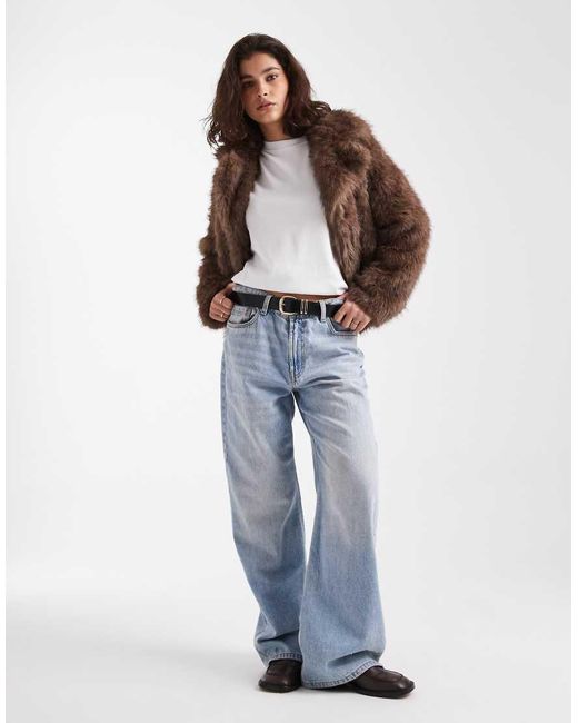 New Look Brown Cropped Faux Fur Jacket