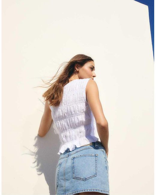 Stradivarius Gekreukte Top Met Strikken in het Blue