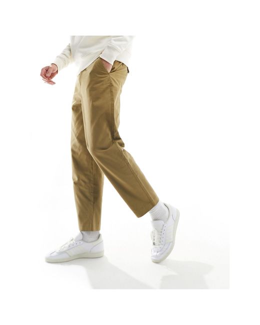 Farah White Hawtin Twill Relaxed Tapered Trousers for men