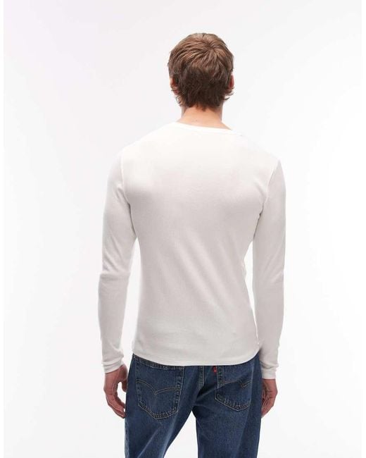 ASOS White Essentials Muscle Fit Long Sleeve T-shirt for men