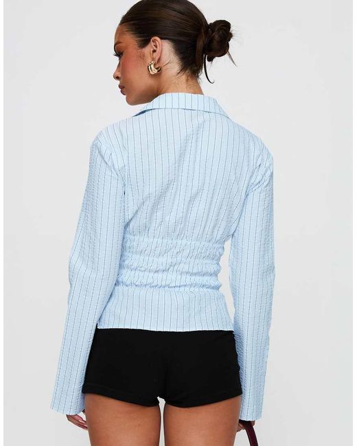 Princess Polly White Liesel Flare Sleeve Shirred Detail Shirt
