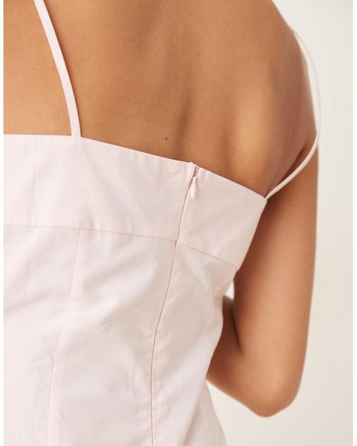 ASOS Natural Cami Seamed Poplin Mini Dress With Full Skirt