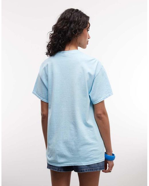 Reclaimed Vintage Blue Unisex Oversized T-shirt With Beer Cap Graphic