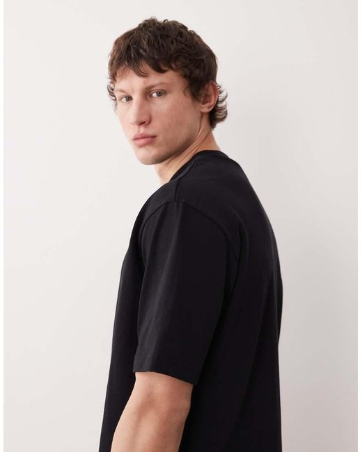 SELECTED Black Heavyweight T-shirt for men