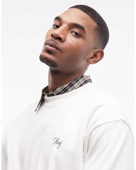 Obey White Paper Rose Graphic Sweatshirt With Back Print for men