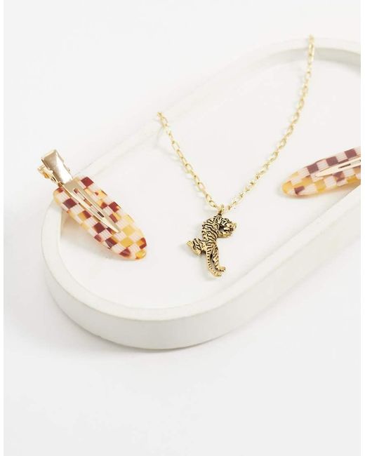 Ed Hardy White Tiger Shape Pendant Necklace