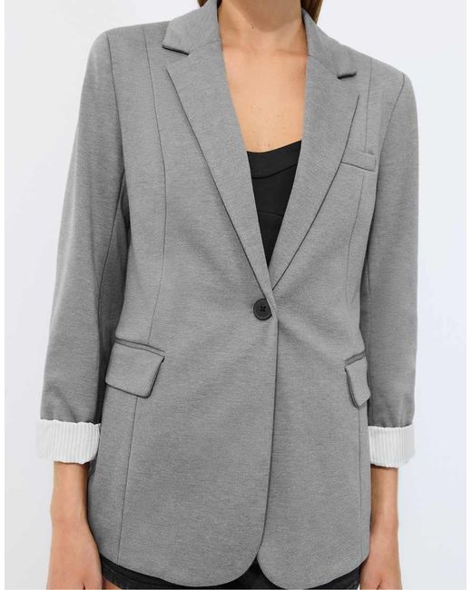 Stradivarius Gray Slim Fit Blazer
