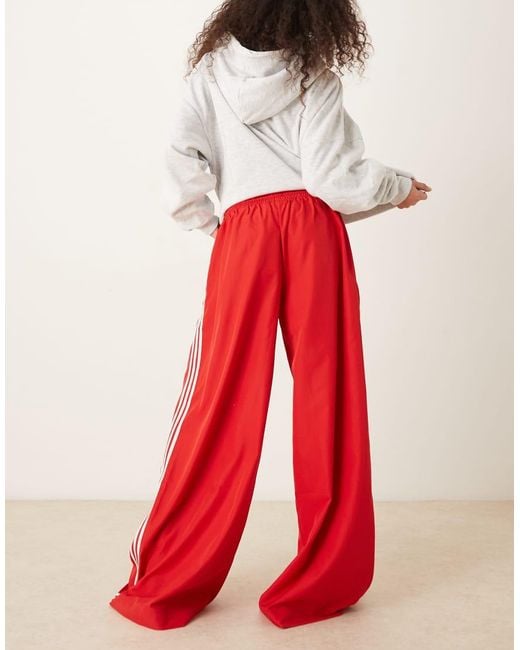 Adidas Originals Red Adicolor Wide Leg Track Pants