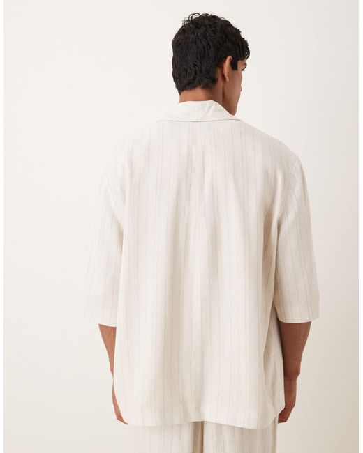 ASOS Natural Linen Mix Slouchy Oversized Suit Jacket for men
