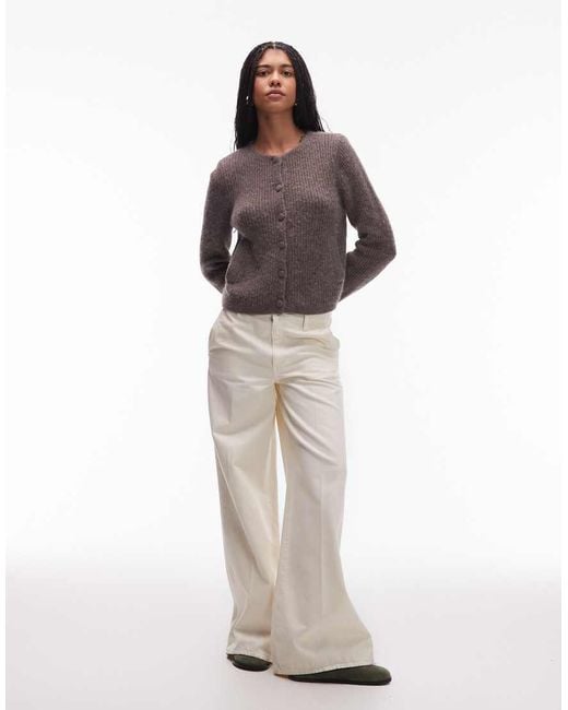 & Other Stories Brown Alpaca Wool Blend Cardigan Jacket With Jet Pockets