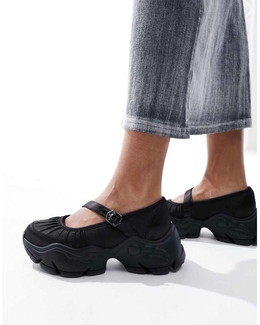 Buffalo Black Binary Ballet Flat Sandals
