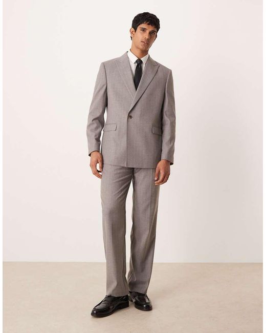 ASOS Gray Double Breasted Wrap Regular Suit Jacket for men