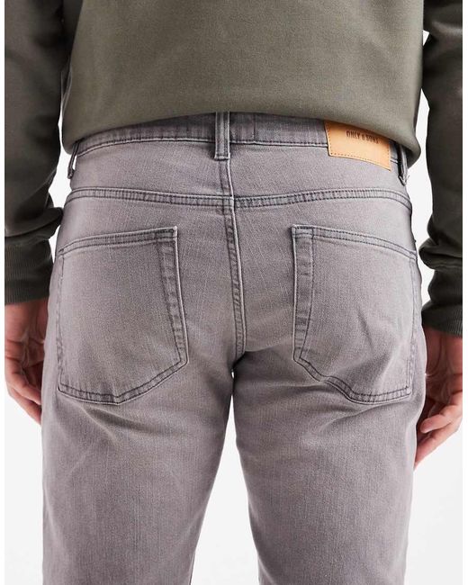 Only & Sons Gray Weft Regular Fit Jeans for men