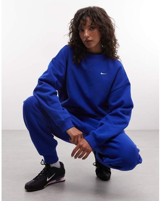 Nike Blue Studio Fleece Heavy Weight Oversized Sweat
