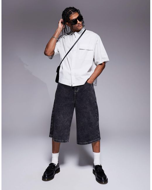 ASOS White Boxy Oversized Shirt With Concealed Buttons for men