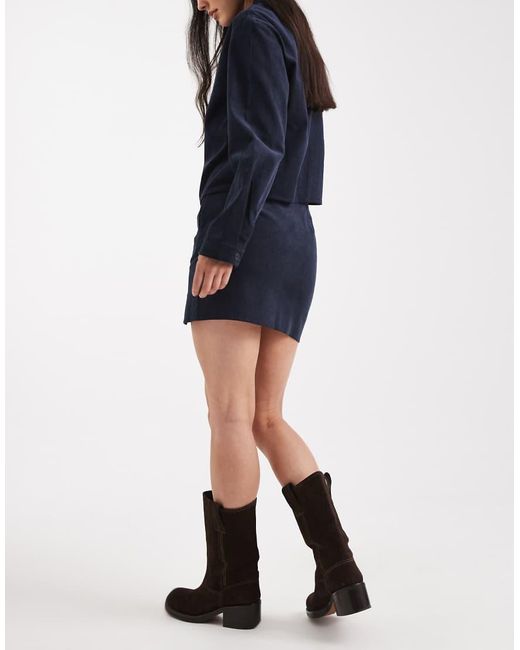 ASOS Blue Split Front Corduroy Co-ord Mini Skirt