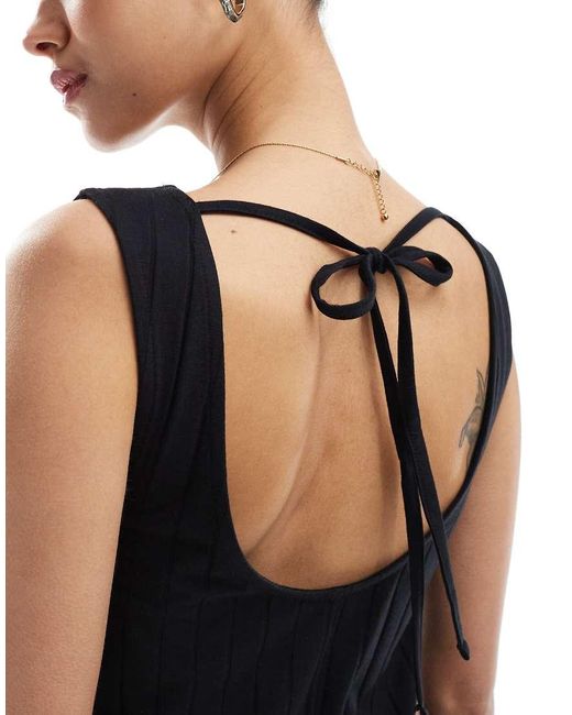 ASOS Black Sleeveless Wide Rib Jumpsuit